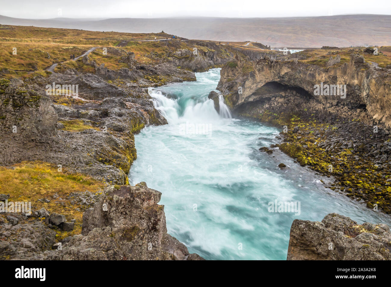 Lower Falls à cascade Godafoss dans le nord de l'Islande Banque D'Images