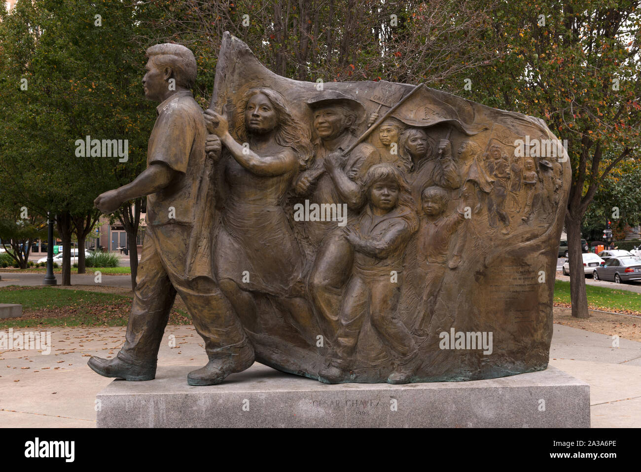 Sculpture situé dans César Chávez Plaza dans le centre-ville de Sacramento, la capitale de la Californie, sur le site de l'ancienne city plaza Banque D'Images