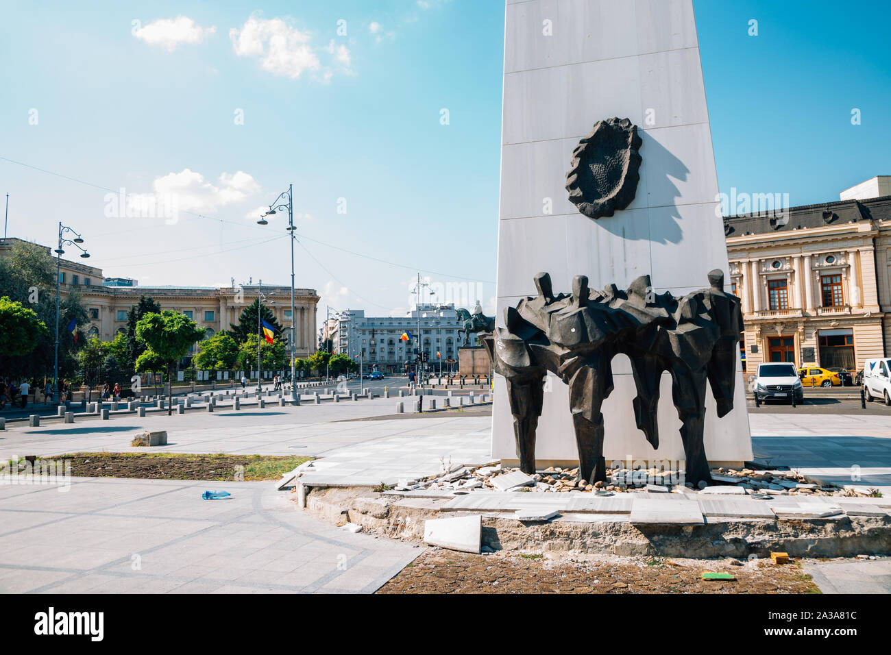 Bucarest, Roumanie - 27 juillet 2019 : Mémorial de la Renaissance à l'Avenue de la victoire place de la Révolution Banque D'Images