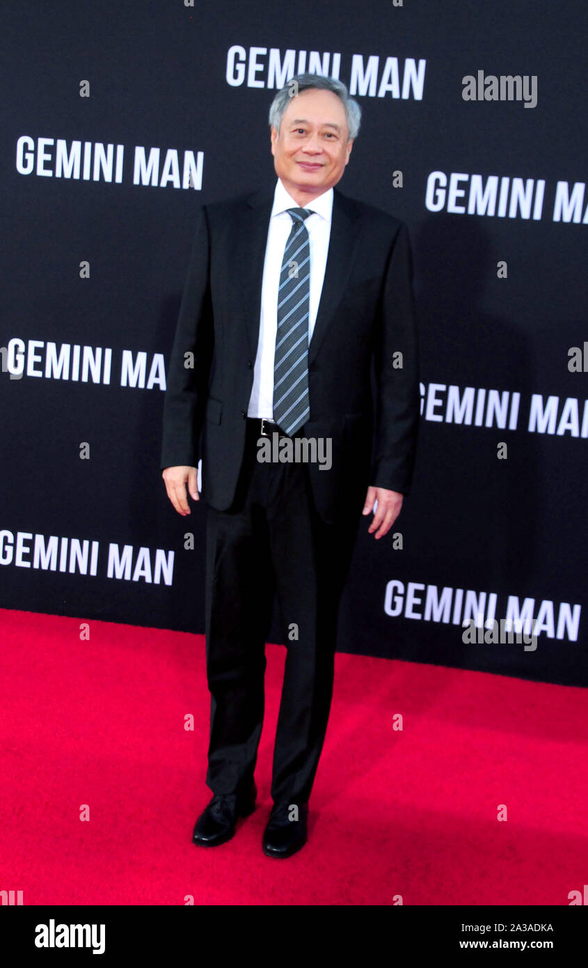 Hollywood, Californie, USA 6 Octobre 2019 Réalisateur Ang Lee assiste à Paramount Pictures présente la première mondiale de 'Gemini Man' le 6 octobre 2019 au Théâtre chinois de Grauman à Hollywood, Californie, USA. Photo de Barry King/Alamy Live News Banque D'Images