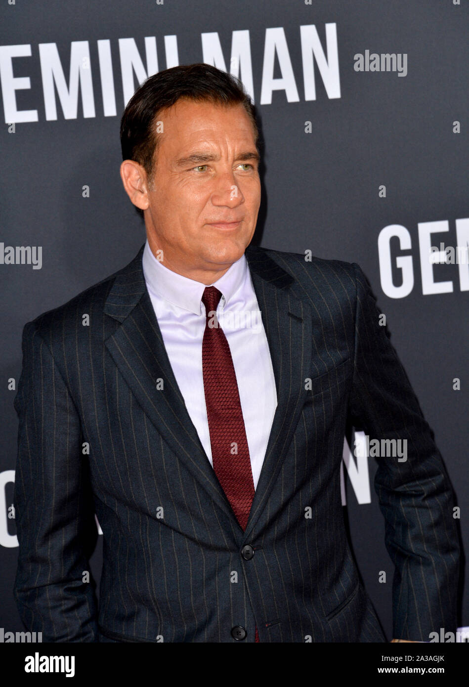 LOS ANGELES, USA. 07 octobre, 2019 : Clive Owen à la première de 'Gemini Man' au théâtre chinois de Grauman, Hollywood. Photo : Paul Smith/Featureflash Crédit : Paul Smith/Alamy Live News Banque D'Images