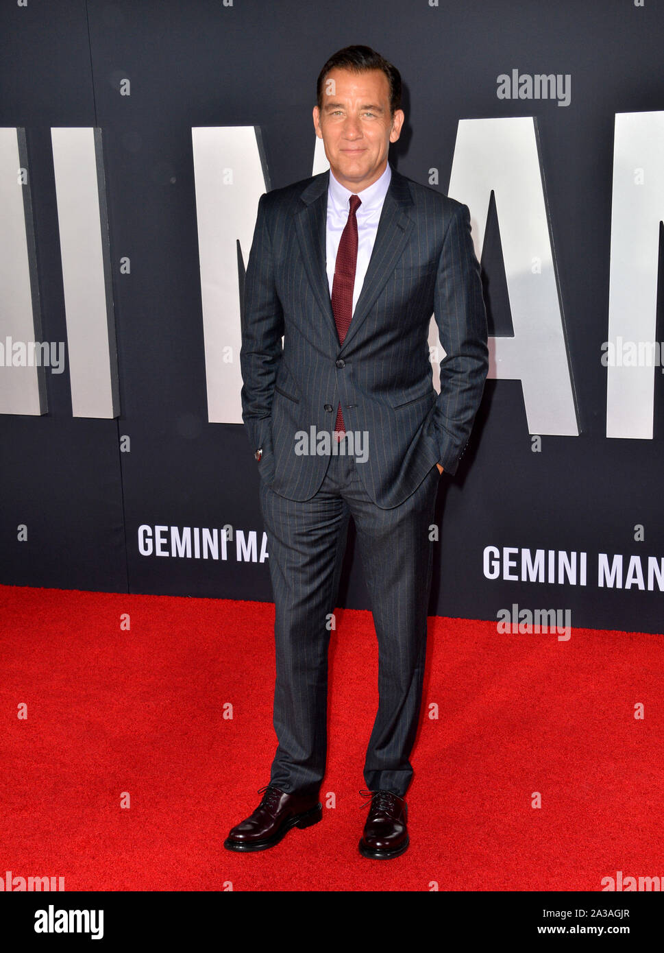 LOS ANGELES, USA. 07 octobre, 2019 : Clive Owen à la première de 'Gemini Man' au théâtre chinois de Grauman, Hollywood. Photo : Paul Smith/Featureflash Crédit : Paul Smith/Alamy Live News Banque D'Images