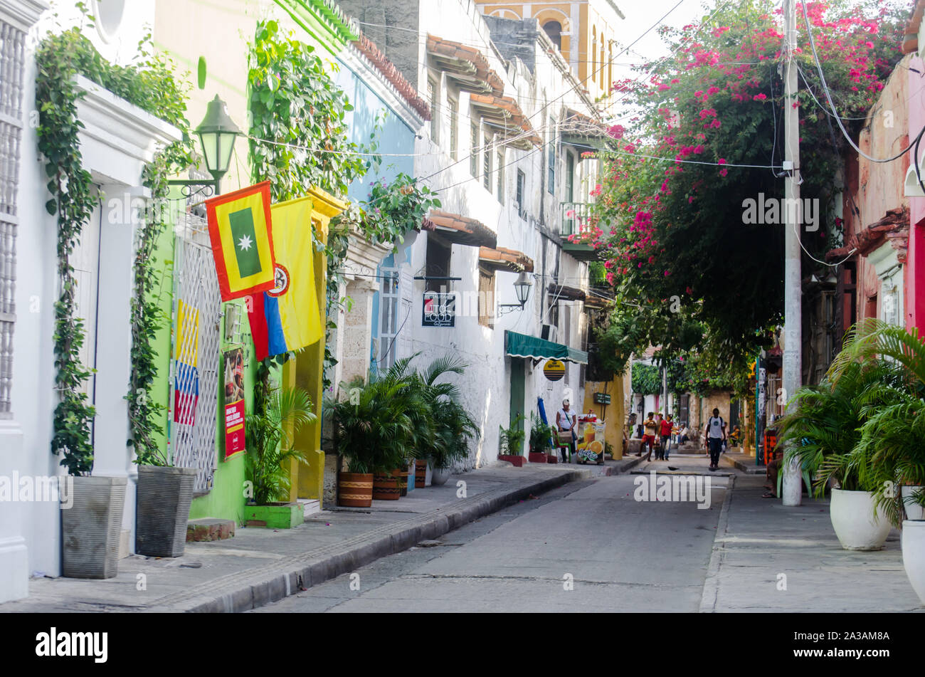 Scène tôt le matin dans les rues de Getsemani Banque D'Images