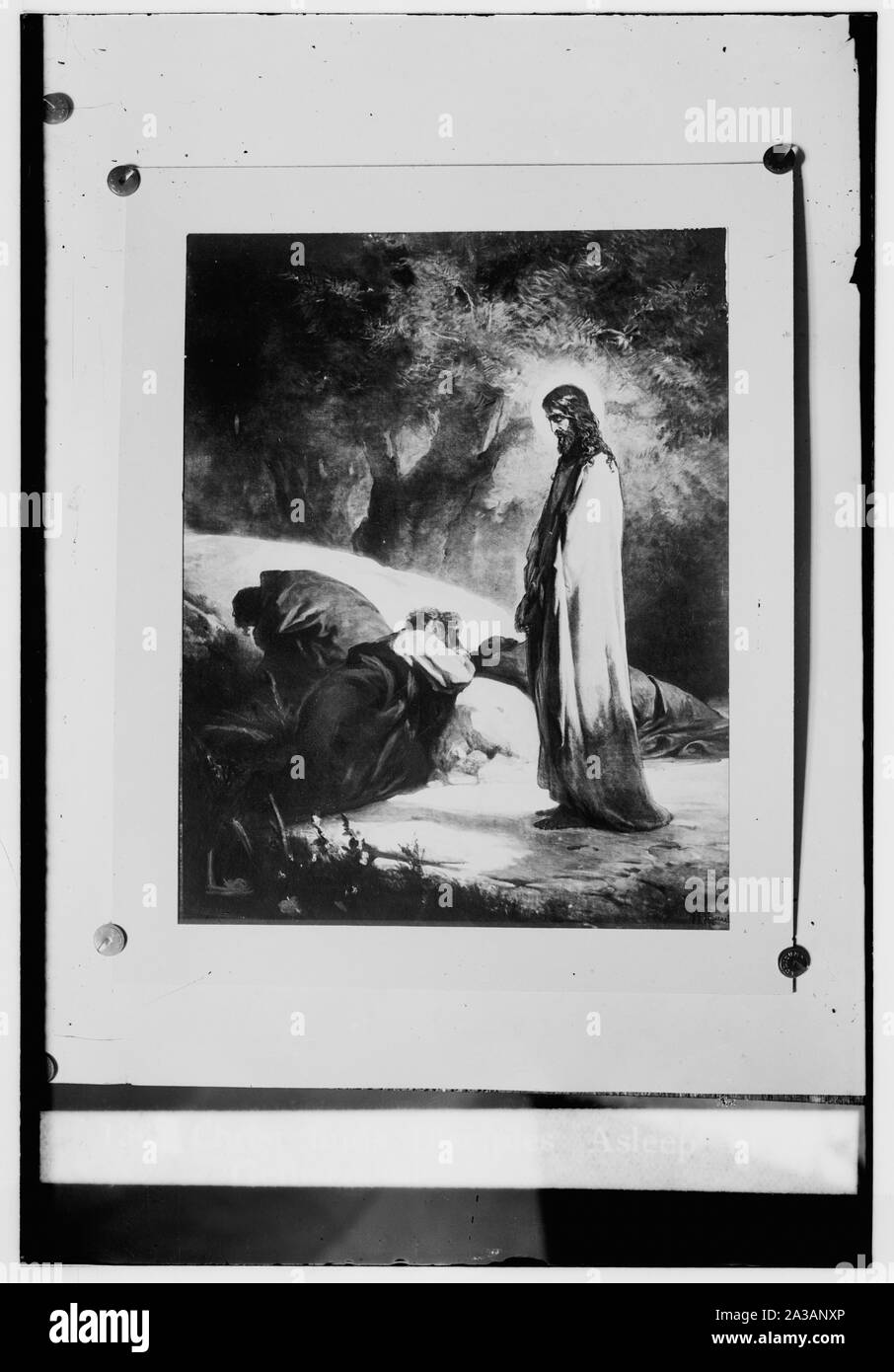 Ensemble de tableaux religieux de la passion du Christ, par Kosheleff en russe, à l'hospice, à Jérusalem. Le Christ trouve disciples endormis à Gethsémani Banque D'Images