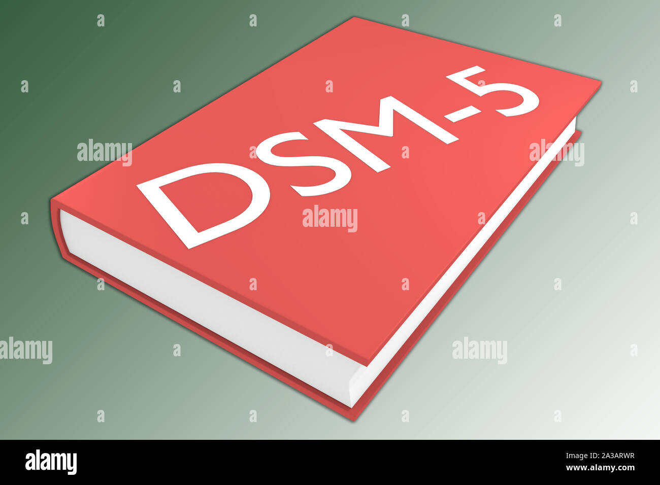 3D illustration du DSM-5 script sur un livre, isolé sur green gradient. Banque D'Images