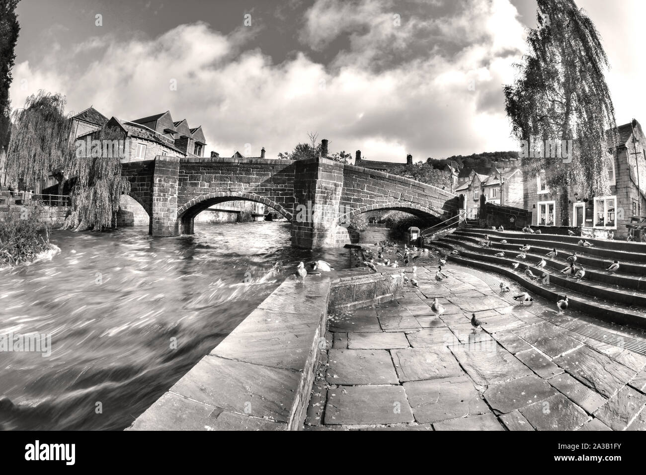 Vieux Pont à cheval, Hebden Eau, Hebden Bridge, South Pennines, Calderdale, West Yorkshire Banque D'Images