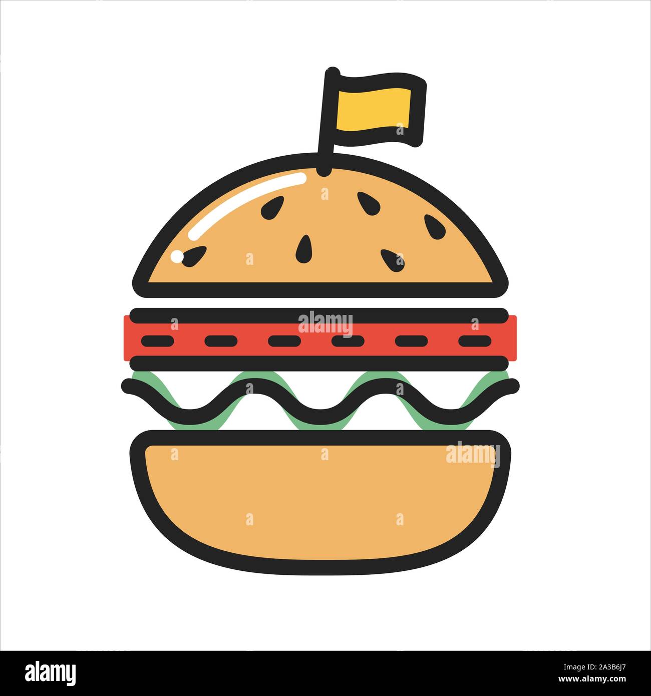 L'icône de la ligne fine BURGER isolé sur fond blanc Illustration de Vecteur
