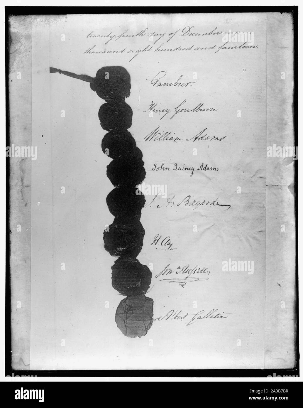 Signatures, Traité de Gand, le 24 décembre 1814 Banque D'Images