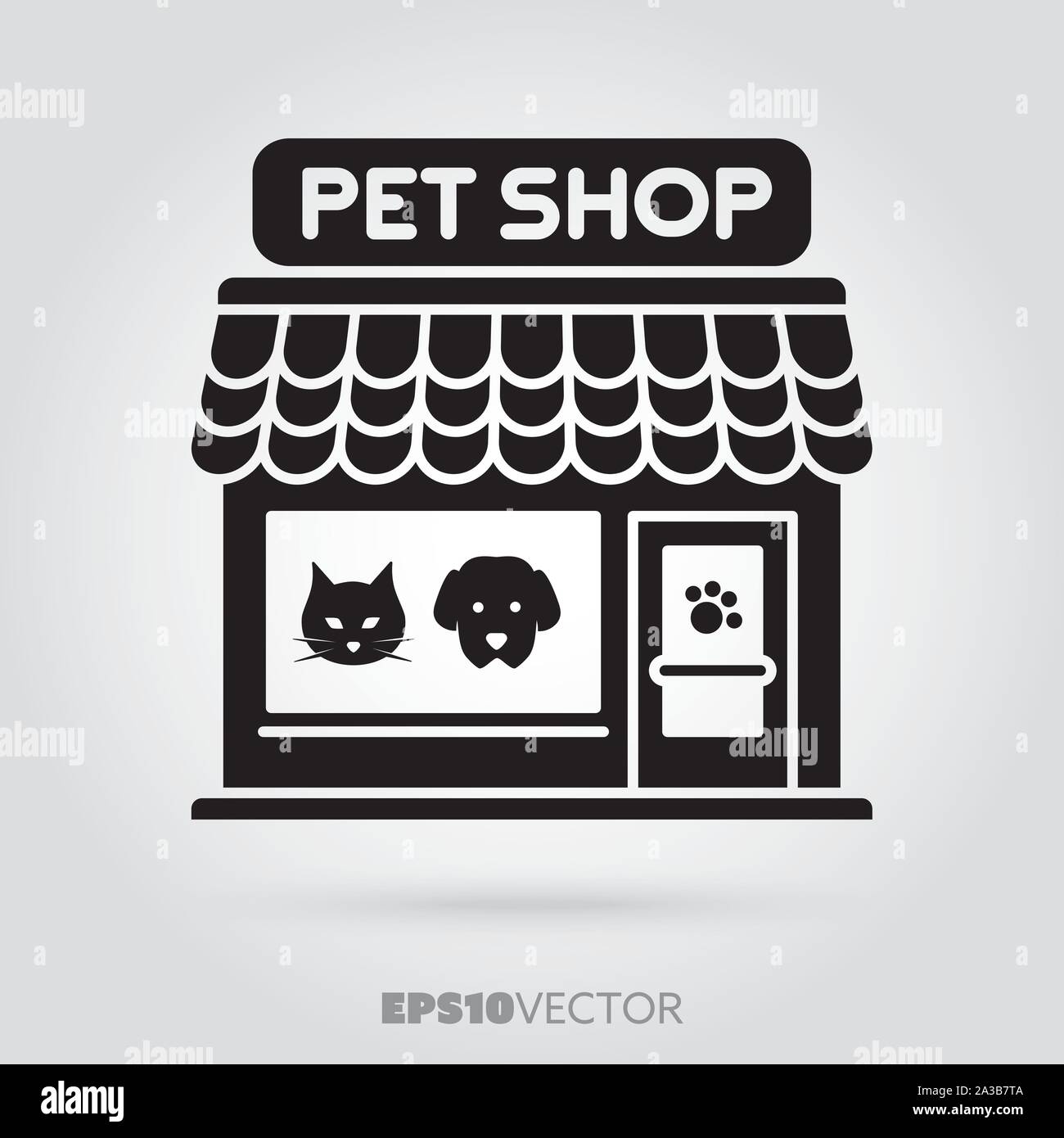 Pet Shop icône glyphe. Animalerie mignon petit symbole. Vecteur EPS noir solide 10 bâtiment. Illustration de Vecteur