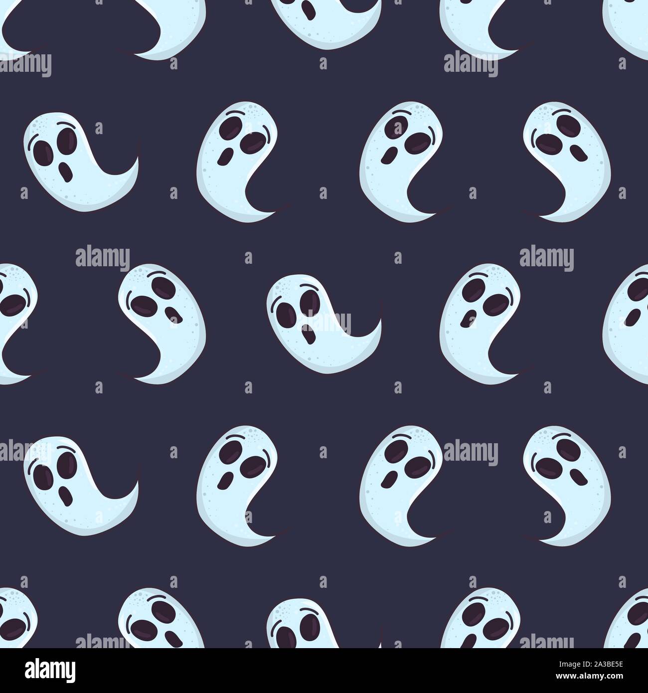 Cartoon caractères ghost sur toile bleu. Modèle logique de l'Halloween pour tissu, papier peint, papier d'emballage. La conception de scénario. Illustration de Vecteur