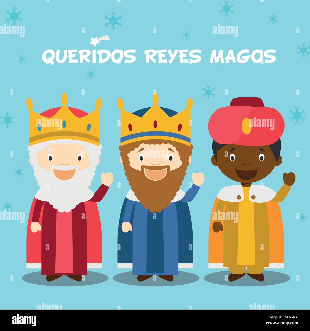 Trois Sages vector illustration pour le temps de Noël en espagnol, avec des caractères de l'enfant. Illustration de Vecteur