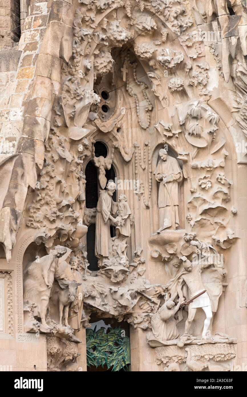 Sagrada Familia, la façade, Aussenansicht, Détail, Bibelszenen Banque D'Images