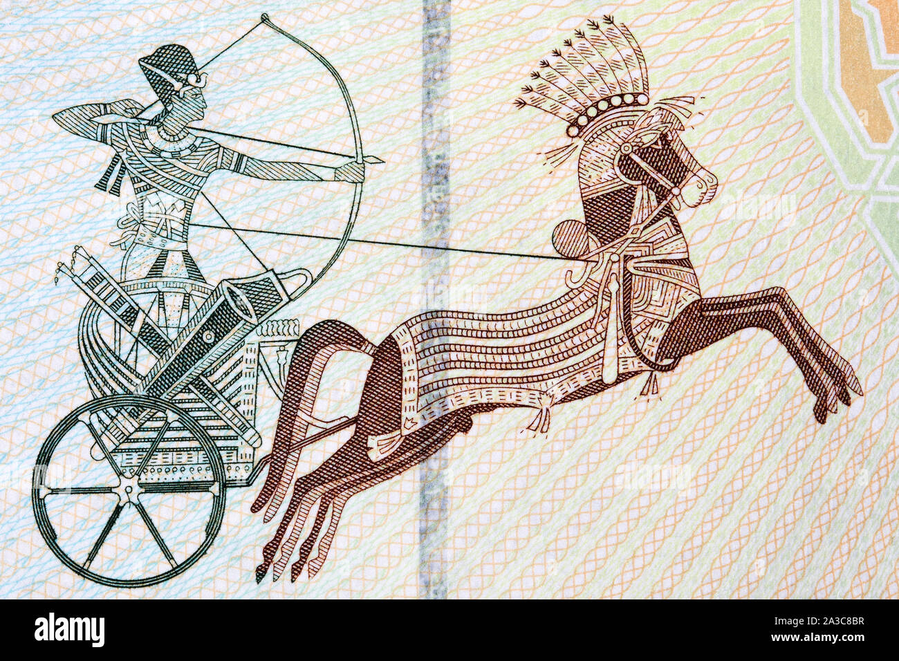 Char de guerre pharaonique de billets égyptien Banque D'Images