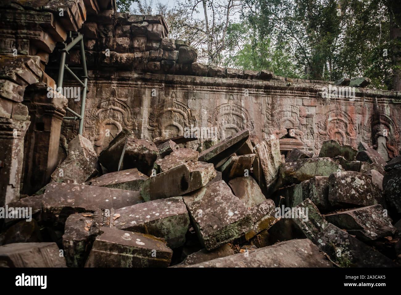 Ruines antiques à la cité perdue d'Angkor au Cambodge Banque D'Images