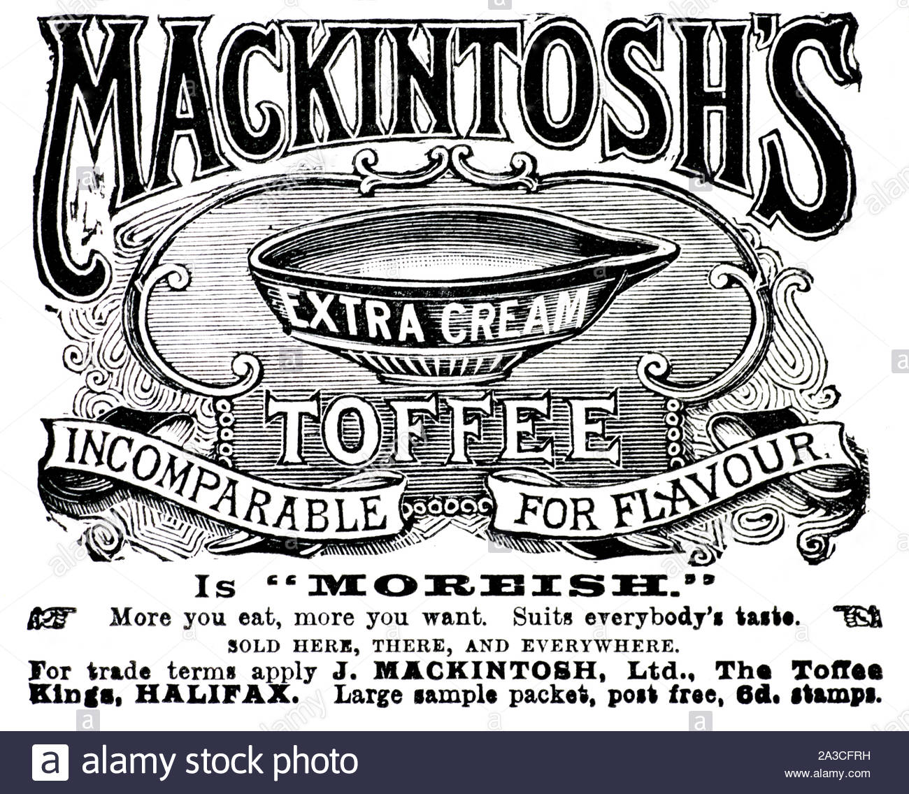L'ère victorienne, Mackintosh's Extra Crème caramel, vintage advertising à partir de 1899 Banque D'Images