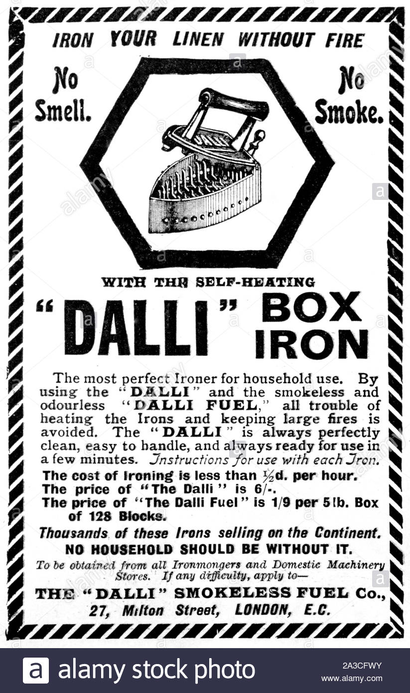 L'ère victorienne, Dalli fort Fer à Repasser, vintage advertising à partir de 1899 Banque D'Images