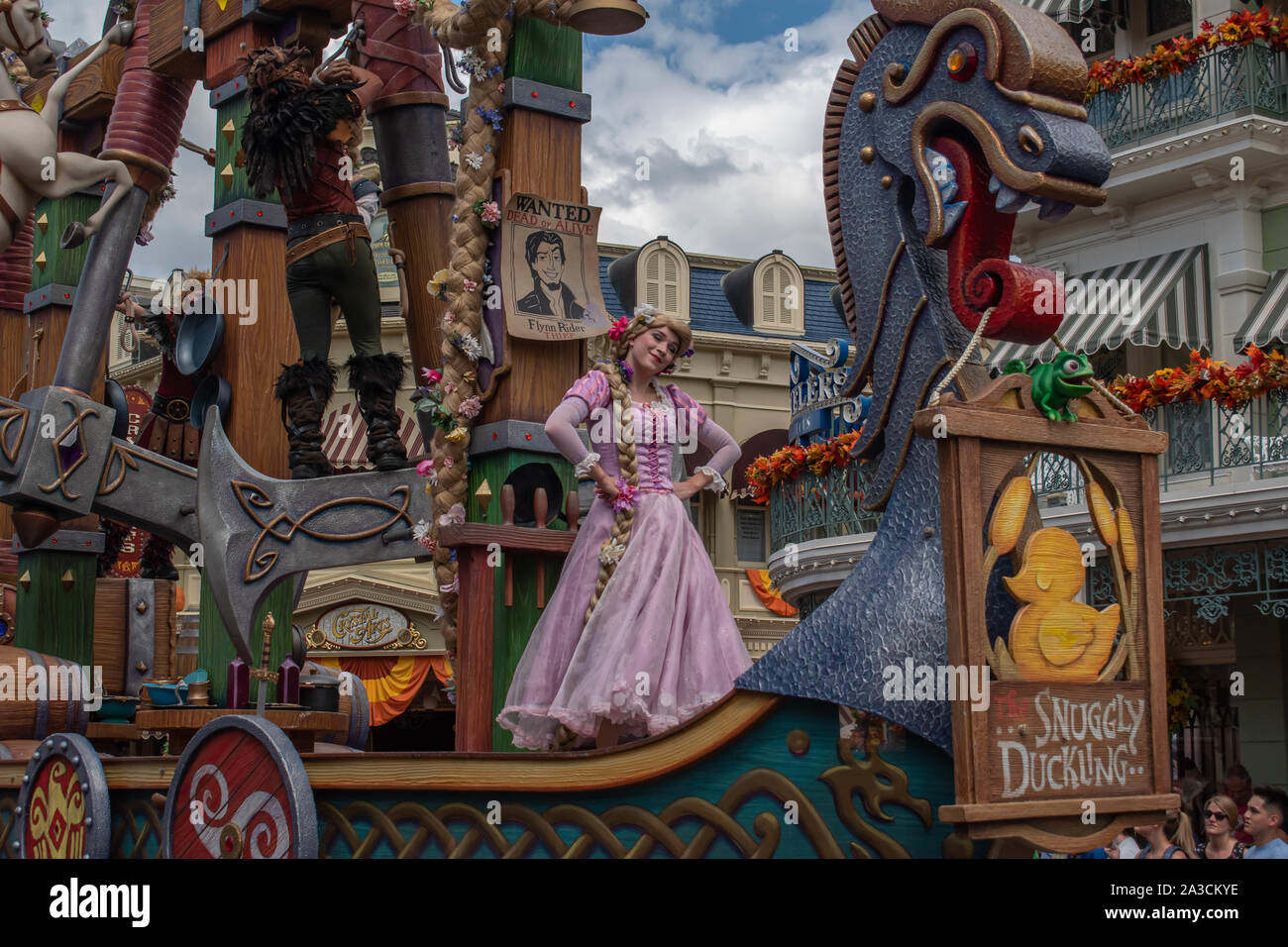 Orlando, Floride. Le 25 septembre 2019. Rapunzel dans Disney Parade au Festival de magie Kigndom Fantasy Banque D'Images