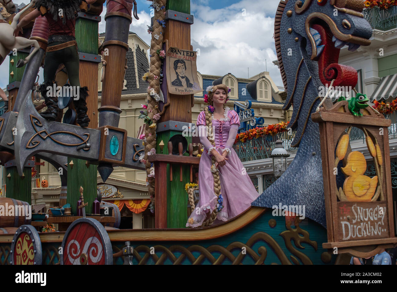 Orlando, Floride. Le 25 septembre 2019. Rapunzel dans Disney Parade au Festival de magie Kigndom Fantasy Banque D'Images