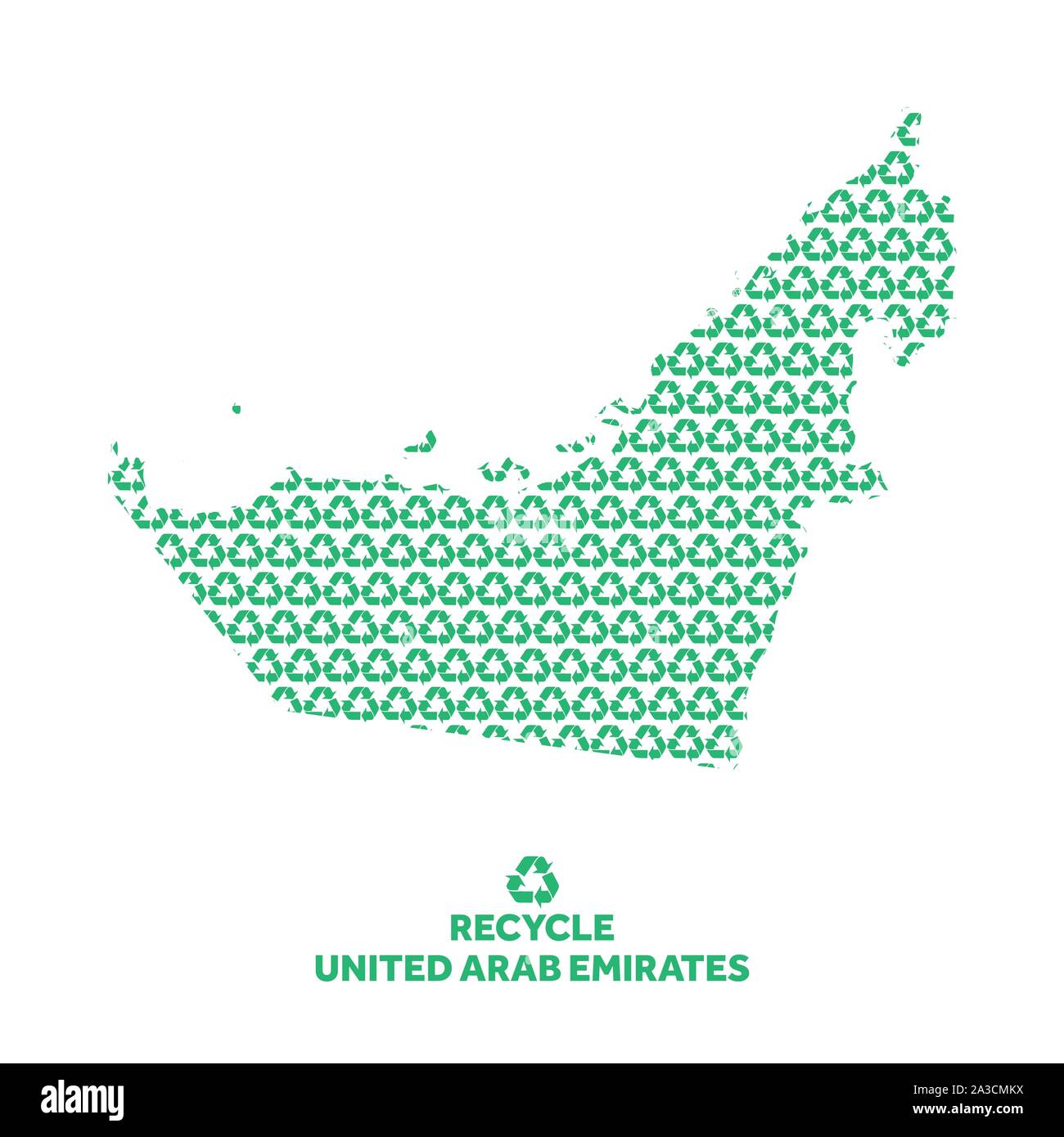 Emirats Arabes Unis carte réalisée à partir de symbole de recyclage. Concept de l'environnement Illustration de Vecteur