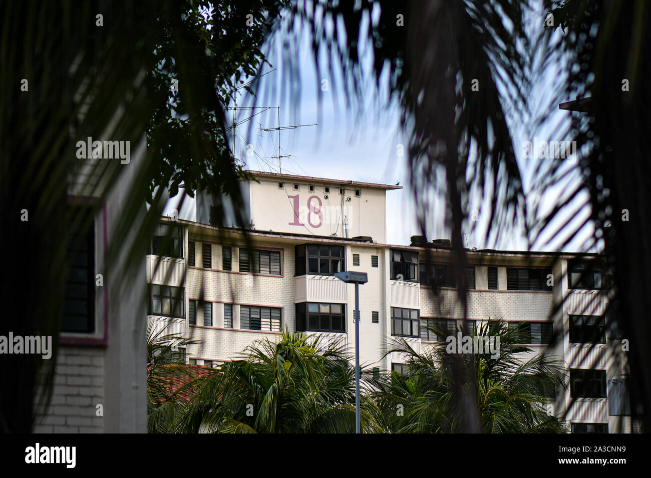 Bloc d'appartements abandonnés construire en 1958, Dakota, Singapour. Banque D'Images
