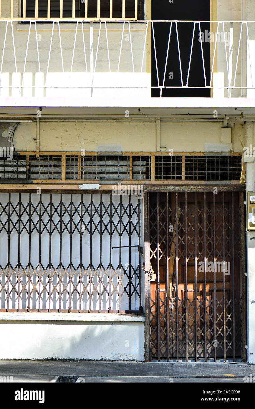 Bloc d'appartements abandonnés construire en 1958, Dakota, Singapour. Banque D'Images