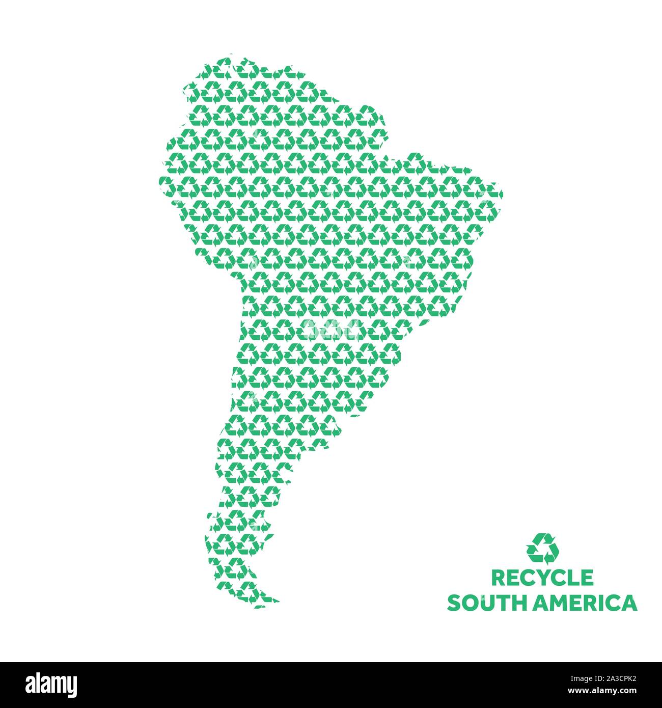 Amérique du Sud carte réalisée à partir de symbole de recyclage. Concept de l'environnement Illustration de Vecteur