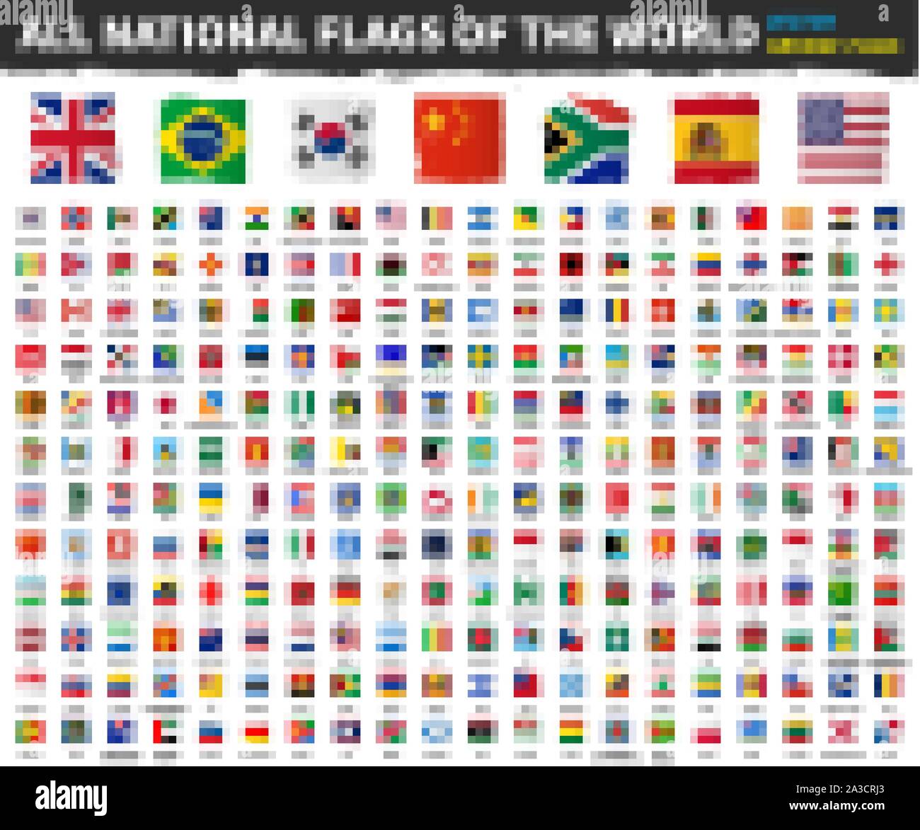 Tous les drapeaux nationaux du monde . Grunge forme carrée de l'aquarelle dessin du drapeau . Isolé blanc fond . Vecteur de l'élément . Illustration de Vecteur