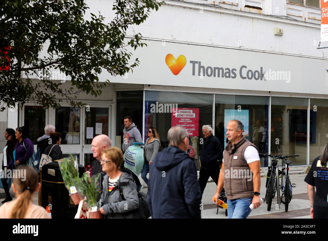 Vue générale de Thomas Cook, maintenant fermé, Bognor Regis sur High Street, West Sussex, UK. Banque D'Images
