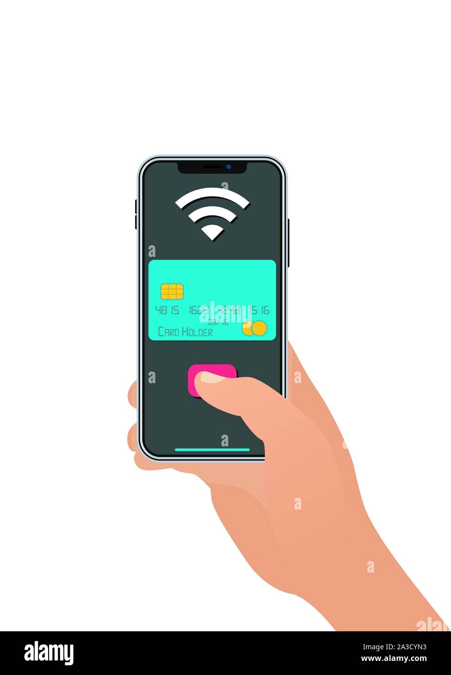 Paiement sur mobile smartphone terminal de point de vente. Concept d'illustration vectorielle. Illustration de Vecteur