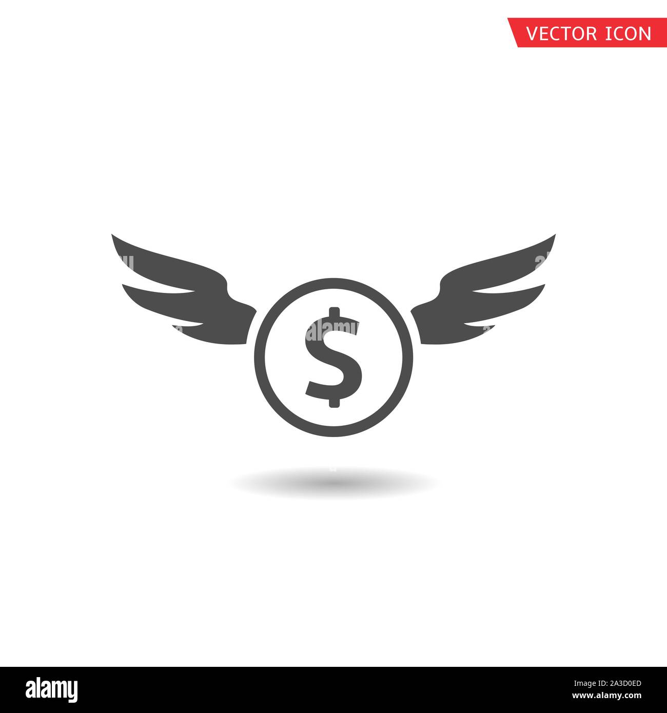 Battant pièce de un dollar. Pièce d'un dollar avec des ailes, de vecteur symbole Illustration de Vecteur
