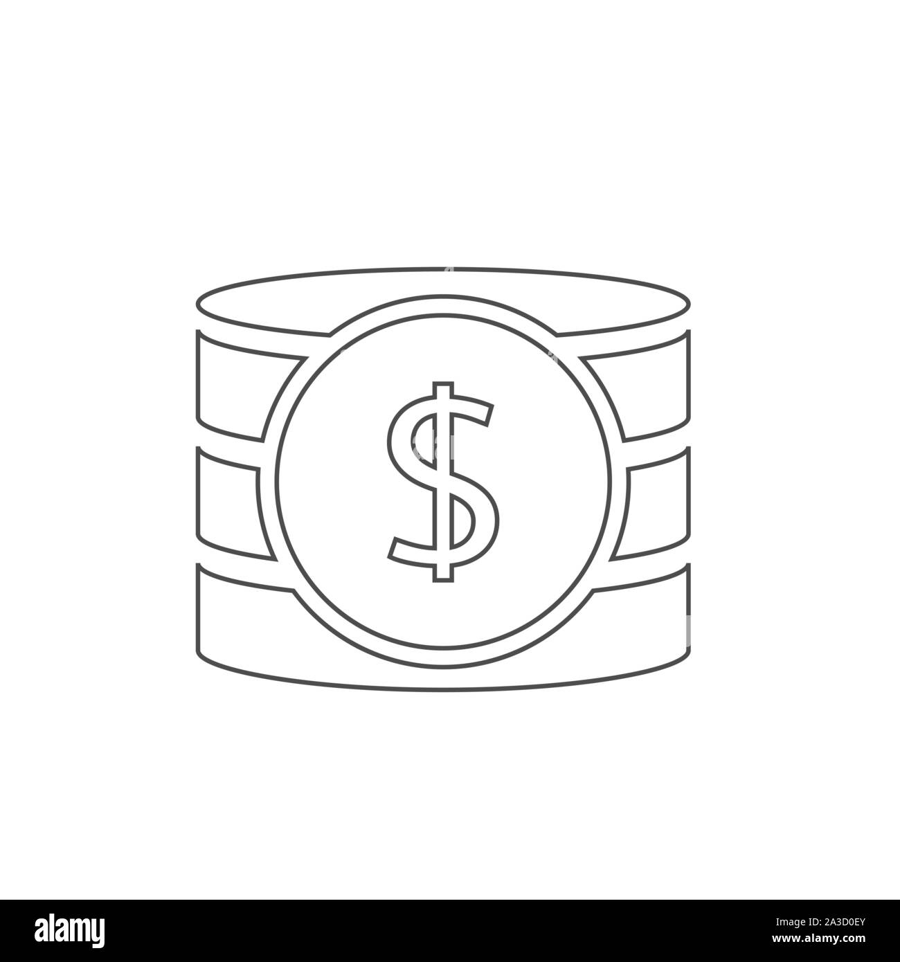 L'icône Contour des pièces en dollars. L'icône d'argent, le paiement de salaire revenu isolées bonus symbole Vector illustration Illustration de Vecteur