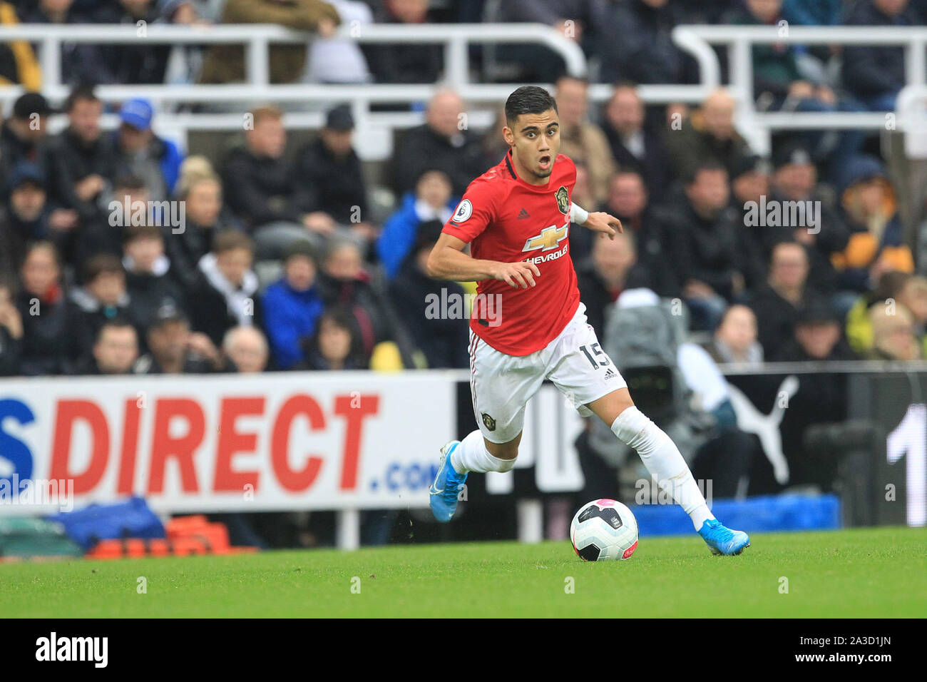 NEWCASTLE Upon Tyne, 6 octobre Andreas Pereira de Manchester United au cours de la Premier League match entre Newcastle United et Manchester United à St James Park, Newcastle Le dimanche 6 octobre 2019. (Crédit : Mark Fletcher | MI News) Banque D'Images