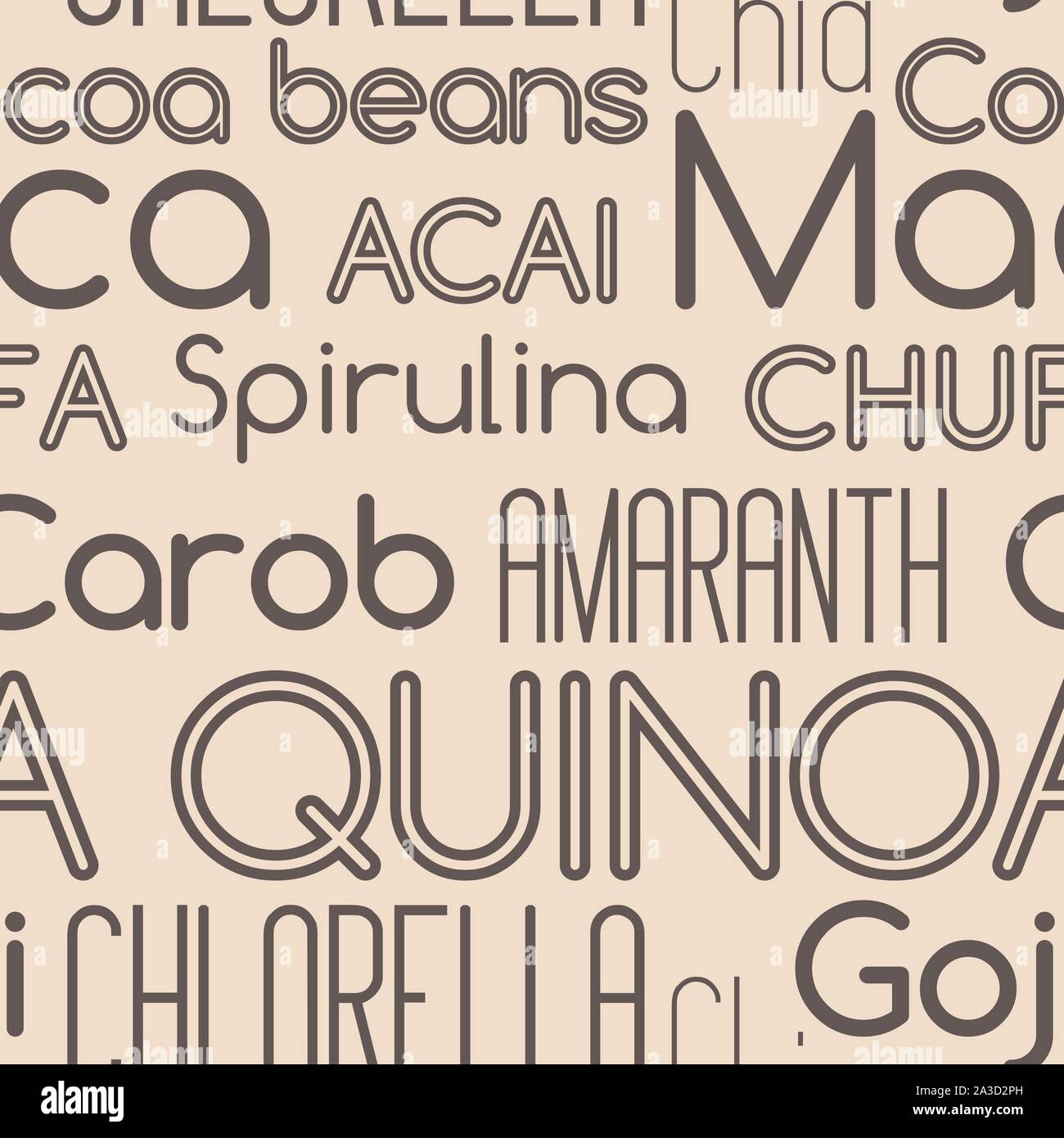 Typographie sans motif. Superfood décrites et imprimé en caractères gras. Illustration de Vecteur