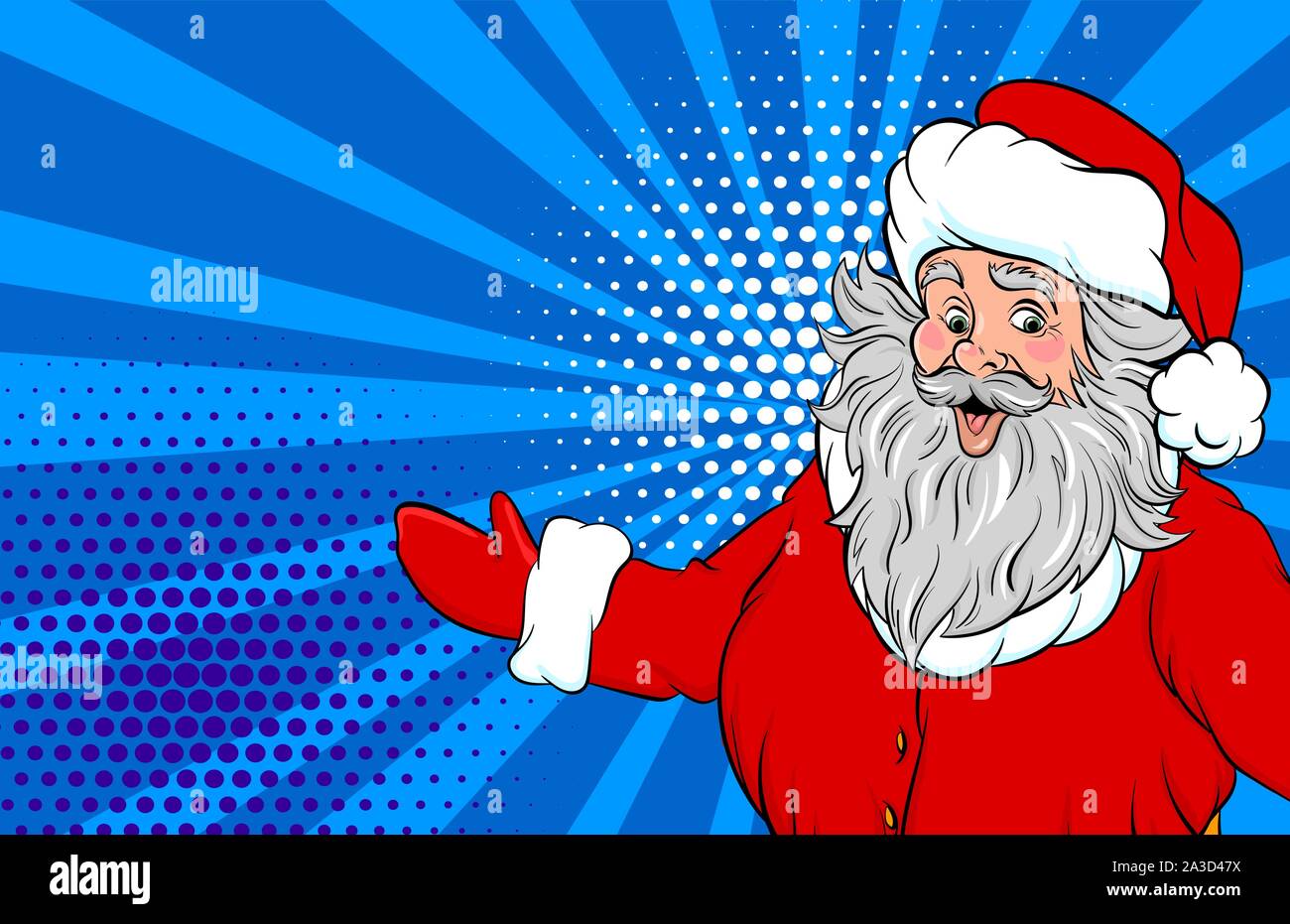 Funny old Santa style pop art show place text Illustration de Vecteur