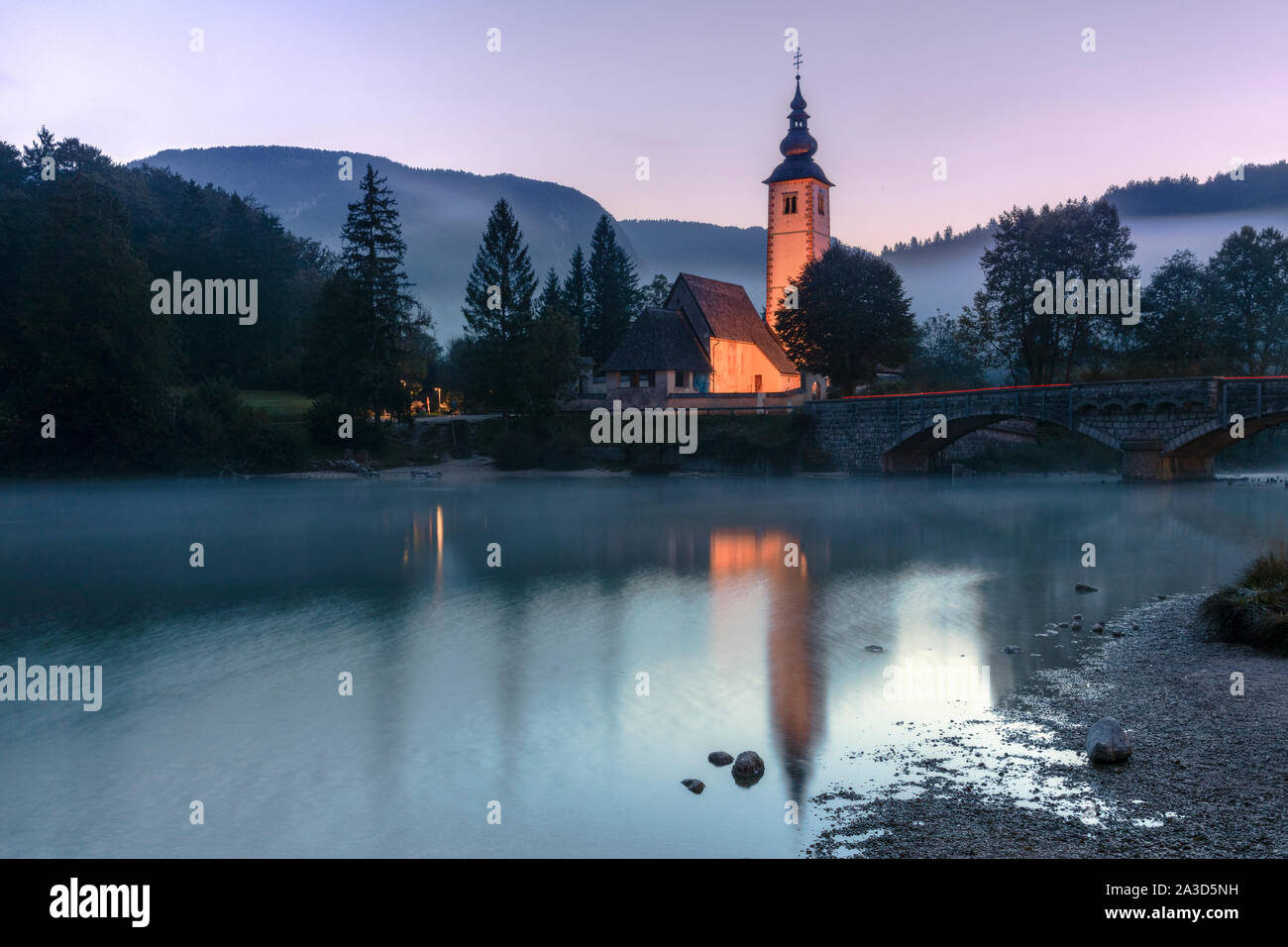 Lac de Bohinj, Haute-Carniole, Slovénie, Europe Banque D'Images