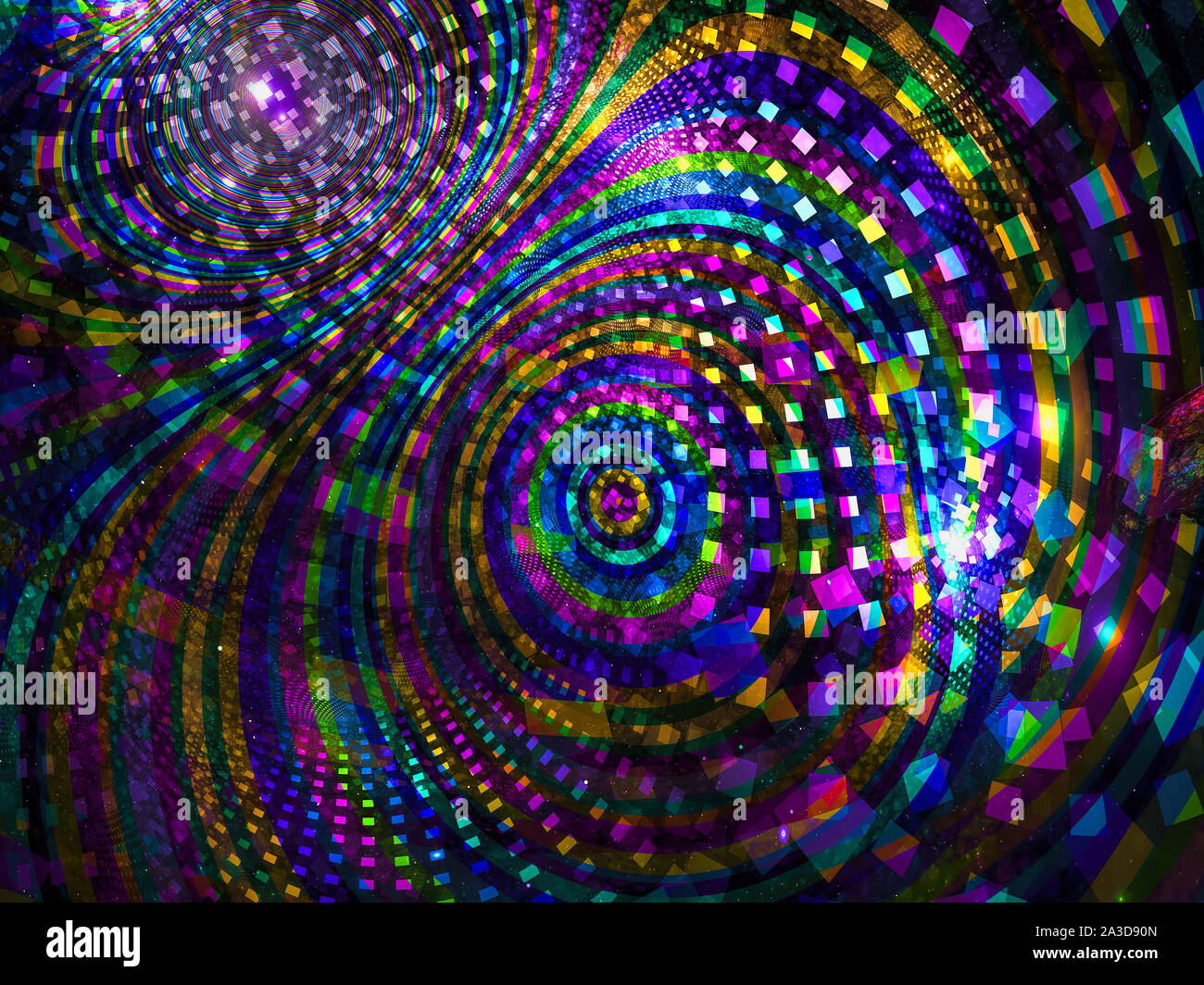 Mosaïque abstraite avec des cercles concentriques - image générée numériquement Banque D'Images