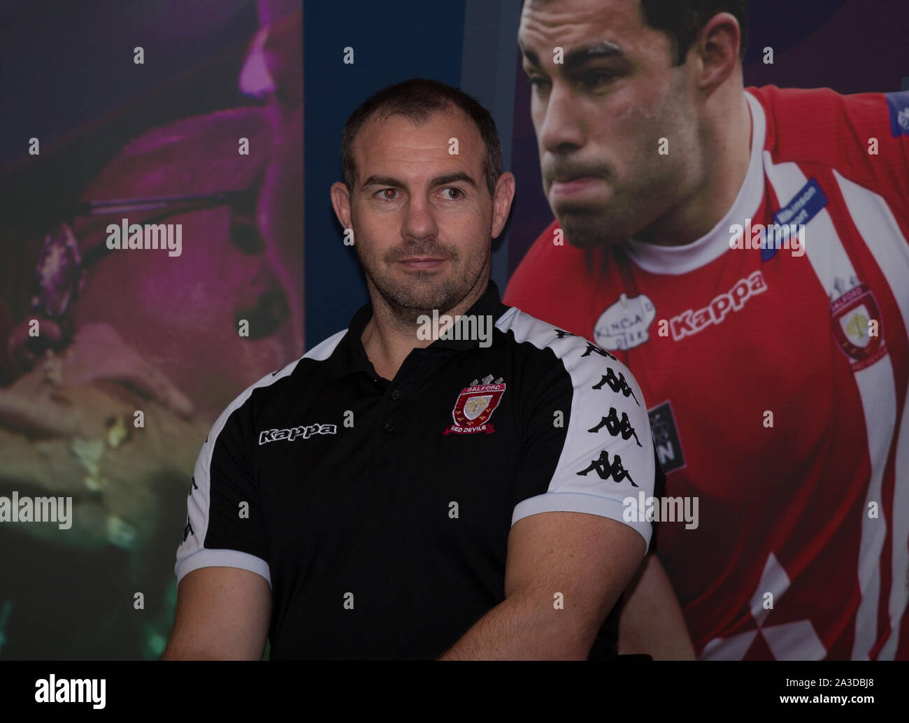 Manchester, UK. 07Th Oct, 2019. Old Trafford, Manchester, 7 octobre 2019. Ian Watson (entraîneur) de Salford Red Devils au cours de Betfred Super League Grand Final 2019 Conférence de presse à Old Trafford, Sir Matt Busby Way, Old Trafford, Stretford, Manchester M16 0RA Crédit : Touchlinepics/Alamy Live News Banque D'Images