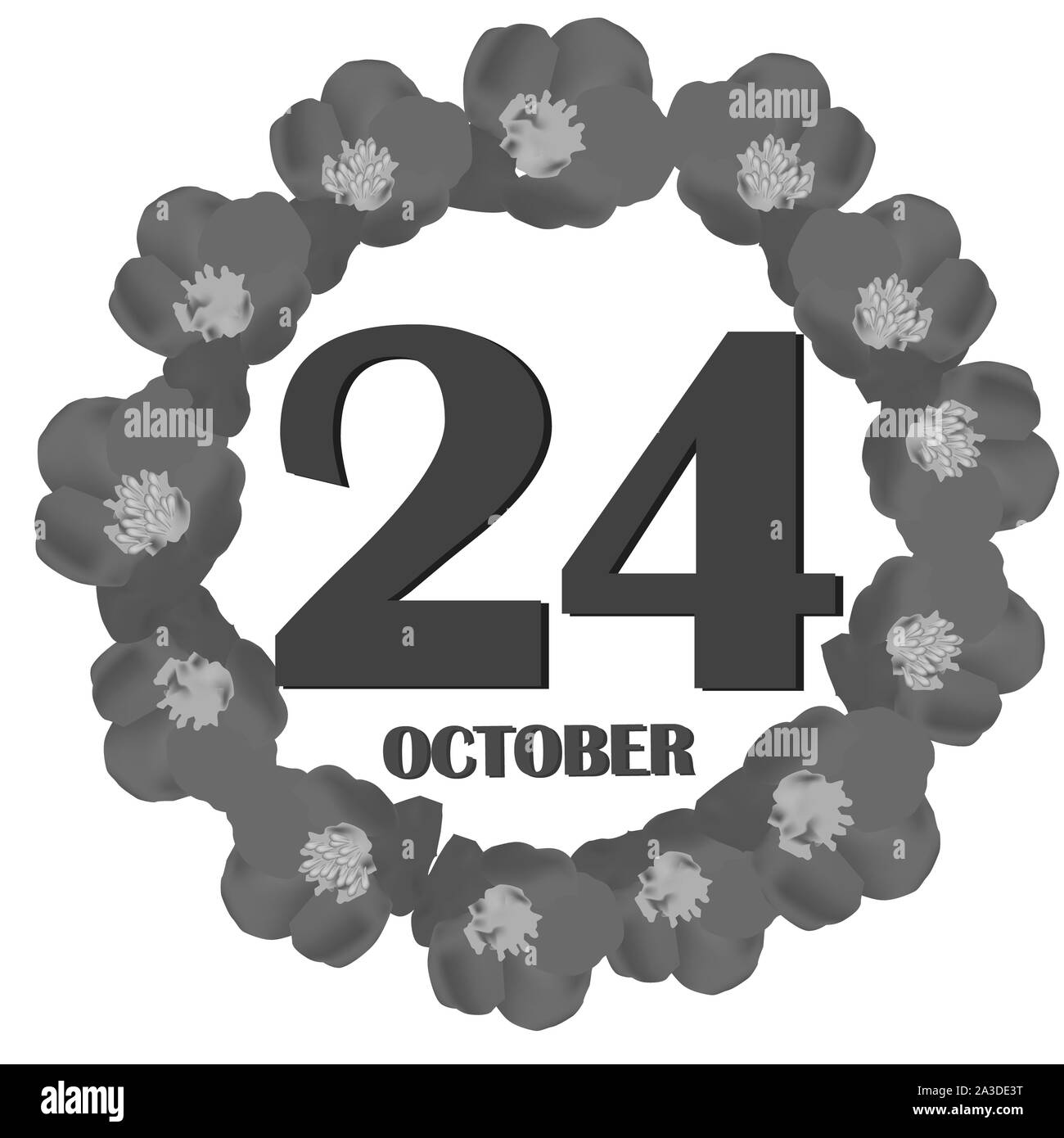 L'icône le 24 octobre. Pour la planification jour important. Bannière pour les jours fériés et les jours spéciaux. Illustration en noir et blanc. Banque D'Images L'icône le 24 octobre. Pour la planification jour important. Bannière pour les jours fériés et les jours spéciaux. Illustration en noir et blanc. Banque D'Images
