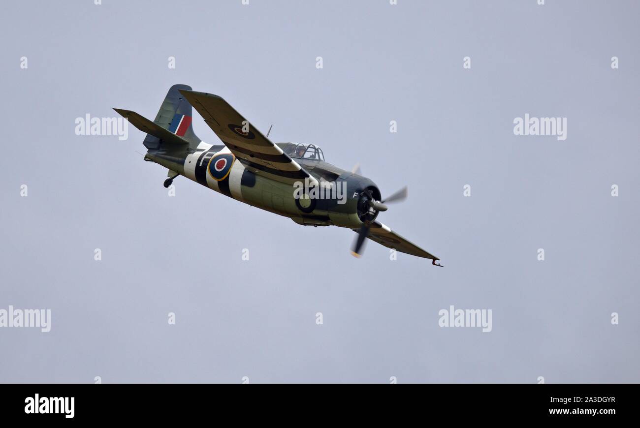 Grumman Wildcat FM2 (G-RUMW) à l'IWM Duxford, Bataille d'Angleterre bourget sur le 22 septembre 2019 Banque D'Images