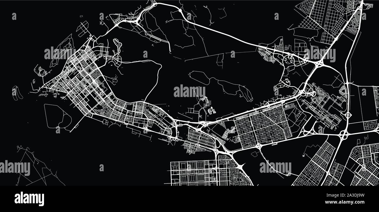 Vecteur urbain plan de la ville d'Abu Dhabi, Émirats Arabes Unis Illustration de Vecteur