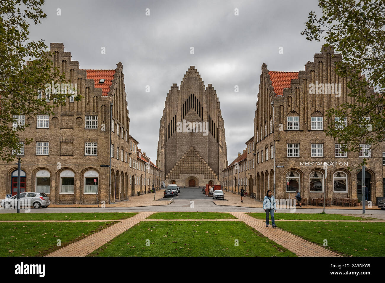 Copenhague, Danemark - septembre 21, 2019 : l'église de Grundtvig est situé dans le district de Bispebjerg à Copenhague, Danemark. C'est un rare exemple d'exp Banque D'Images