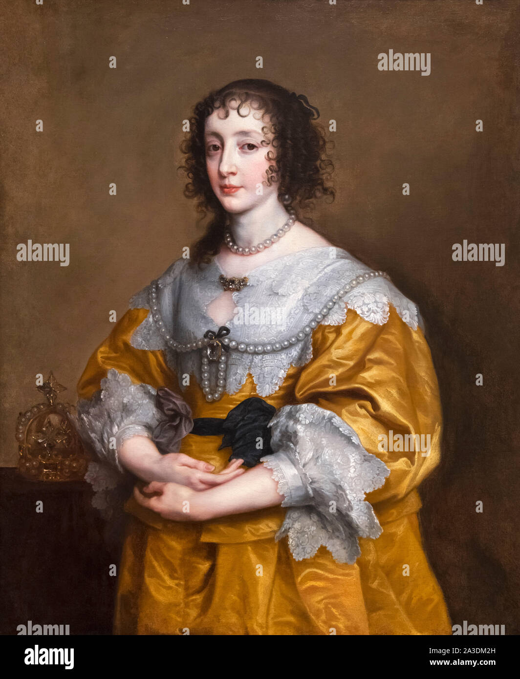 Henrietta Maria de France (Fr : Henriette Marie ; 1609-1669), Reine Consort d'épouse du roi Charles I. Elle était la mère de Charles II et Jacques II. Portrait par Anthony Van Dyck, huile sur toile, 1636 Banque D'Images
