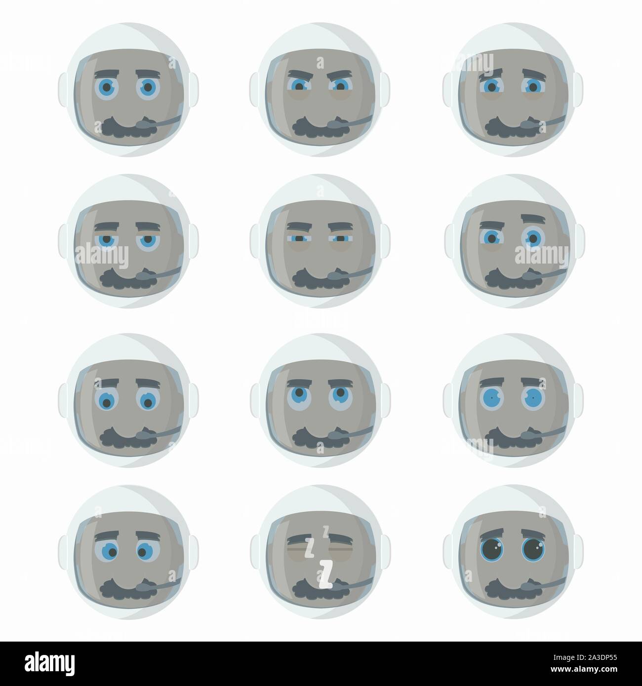 Ensemble d'astronaute mignon des émoticônes. Vector illustration. Illustration de Vecteur