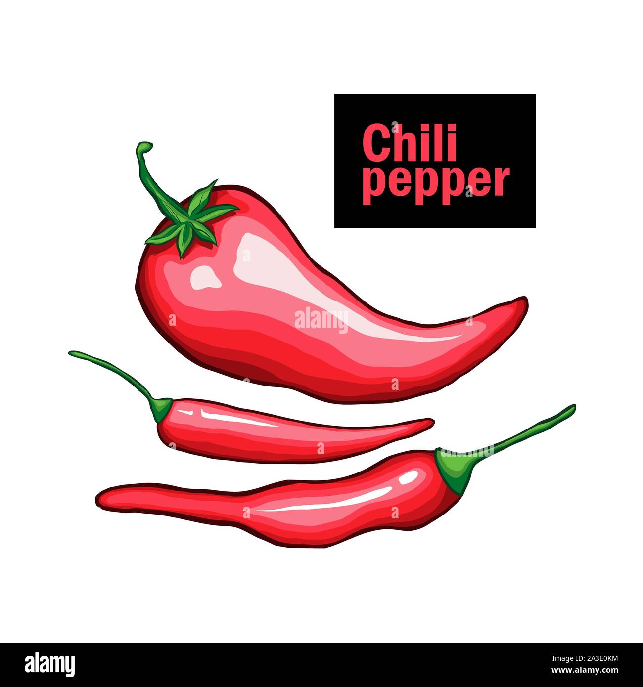 Hot chili pepper hand drawn vector illustration. Cuisine mexicaine traditionnelle modèle de page. L'ingrédient culinaire épicée série des symboles de dessin animé. D'épices naturelles, des légumes bio avec typographie Illustration de Vecteur