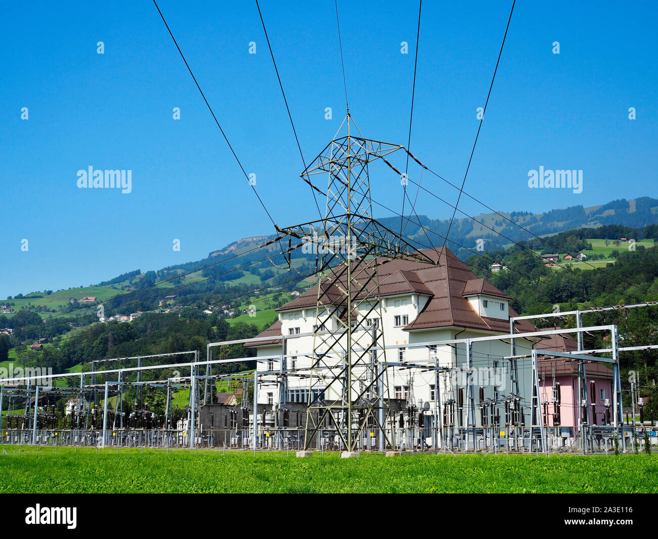 (Umspannwerk) Bahnstrom à Steinen im Schweizer Kanton Schwyz Banque D'Images