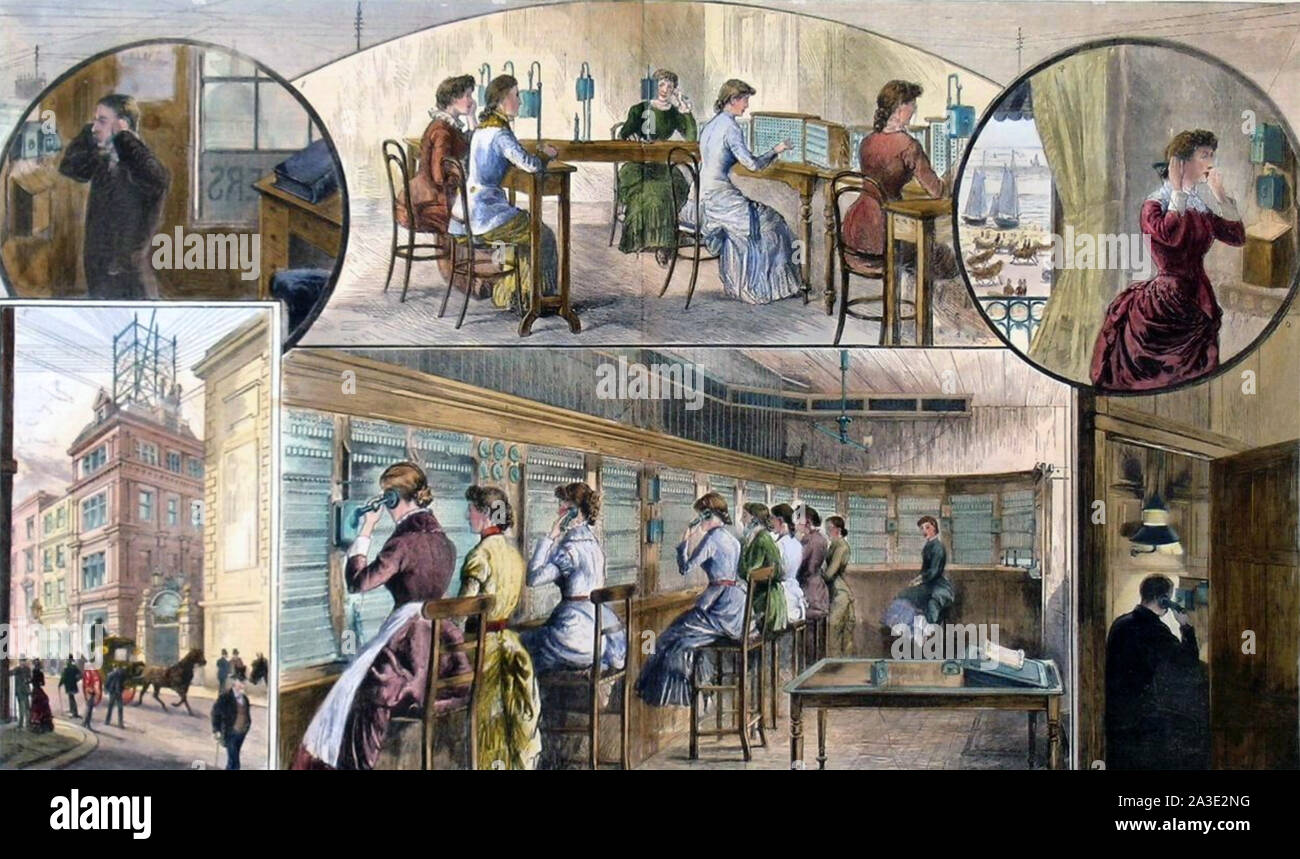 L'échange téléphonique de Londres 1883 Banque D'Images