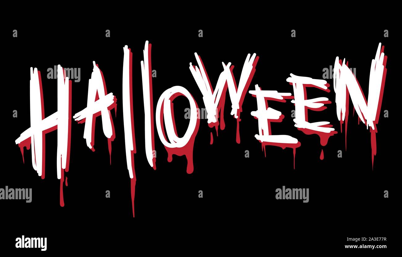 Bloody Halloween le lettrage sur un fond noir. Illustration de Vecteur