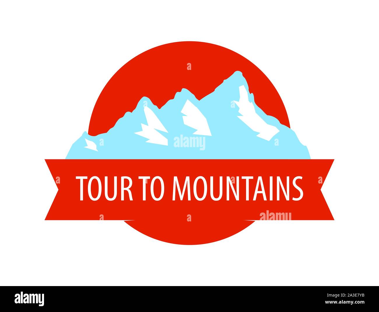 Tour de montagnes - Coat of arm, rond blason avec les roches enneigées. L'emblème de la bannière pour voyager sur les montagnes des Alpes Suisses isolé sur fond blanc. Vecto Illustration de Vecteur