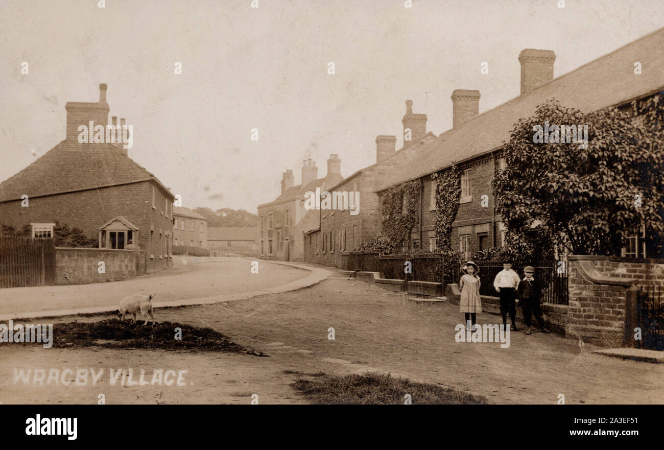 Wragby, Village de l'Angleterre, c1910's vieille carte postale. Banque D'Images