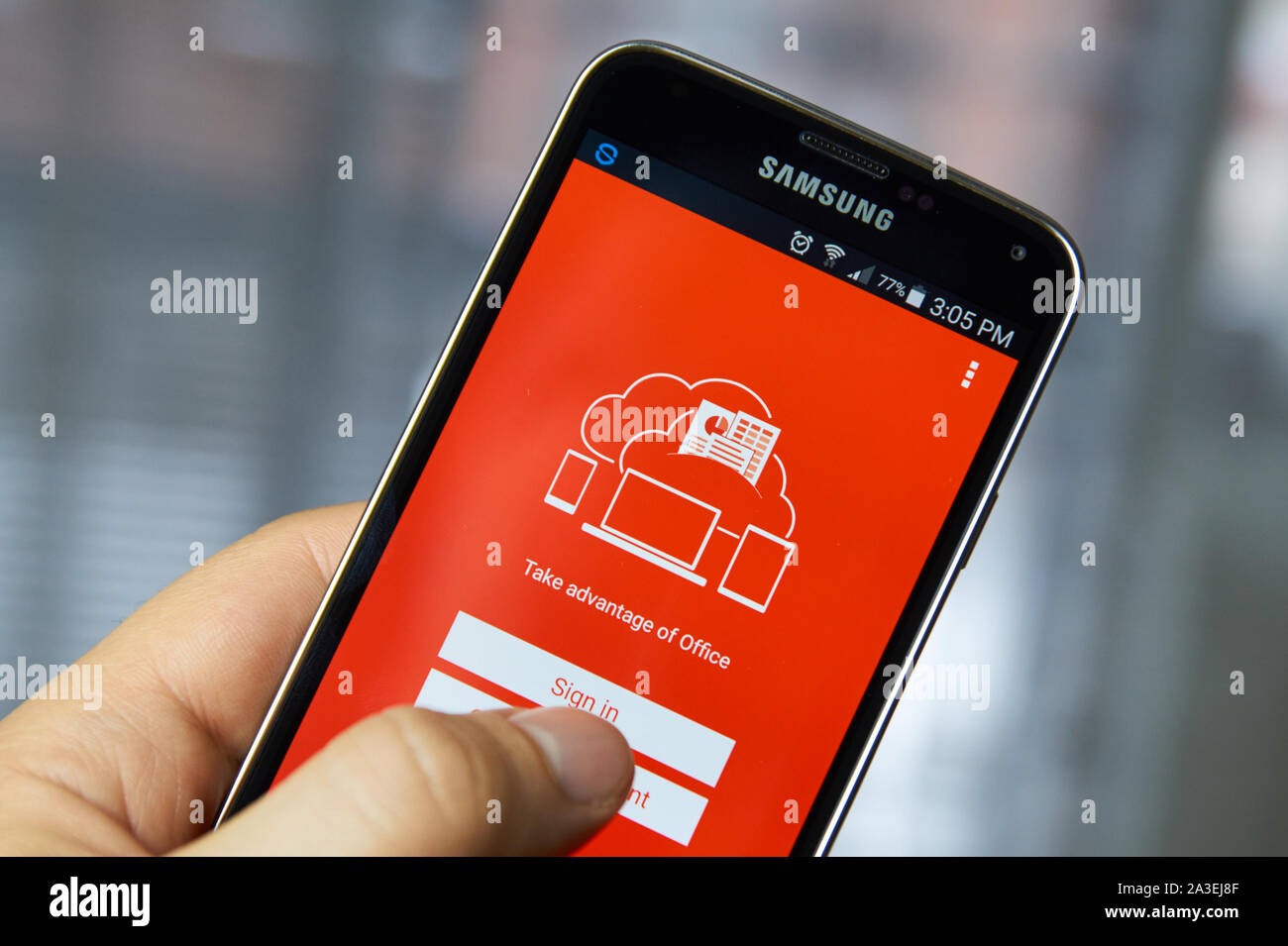 Montréal, Canada - Février 2016 - Microsoft Office mobile sur l'écran de Samsung. Banque D'Images